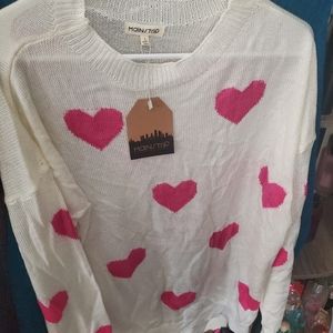 Lime lush heart sweater size large